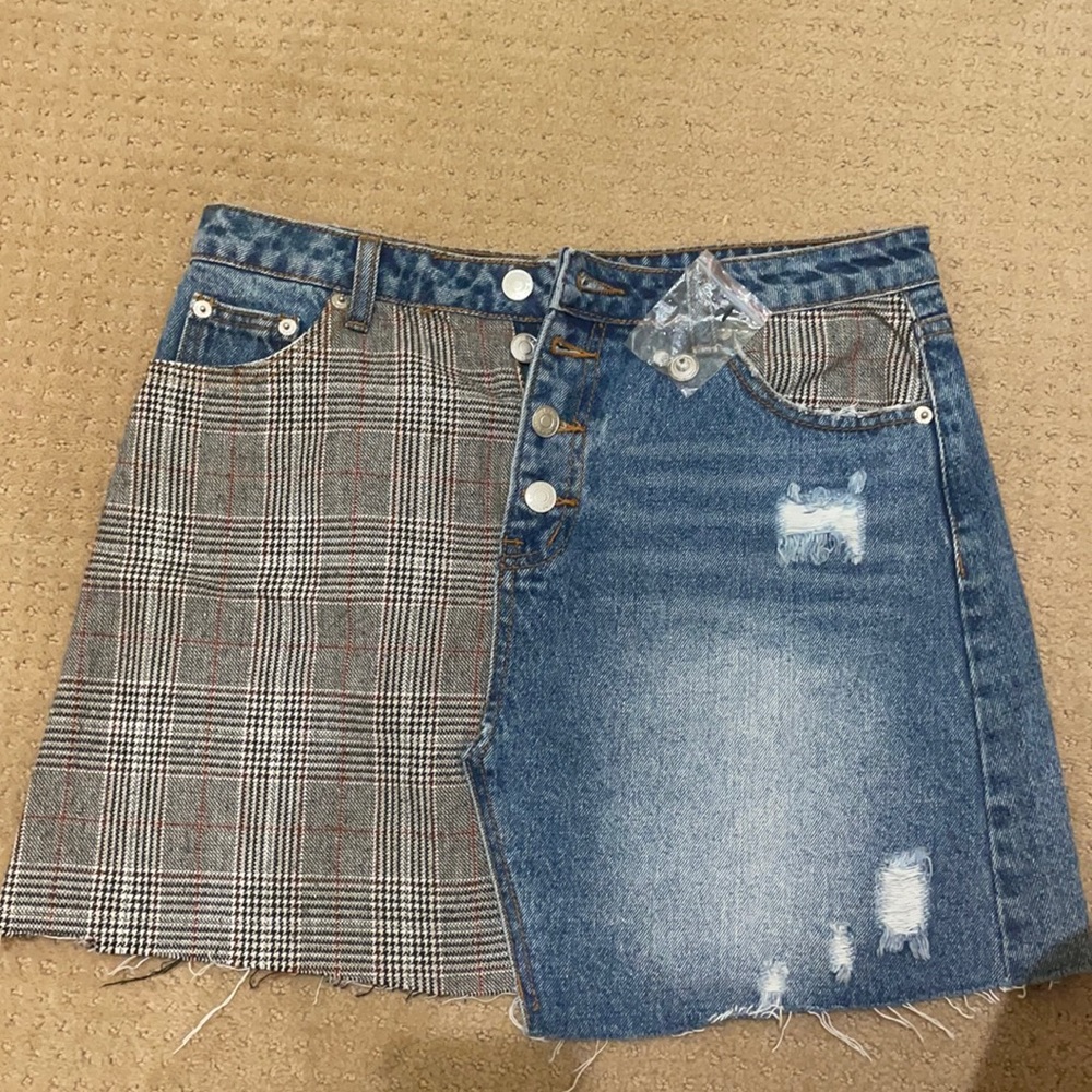 plaid/denim skirt from local boutique!